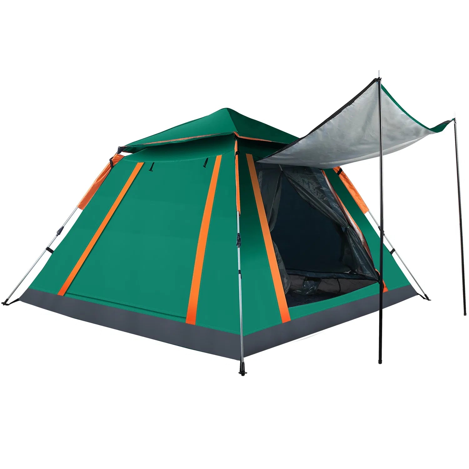 4-5 Person Waterproof Camping Tent with Mosquito Net Windows & Carry Bag, Blue