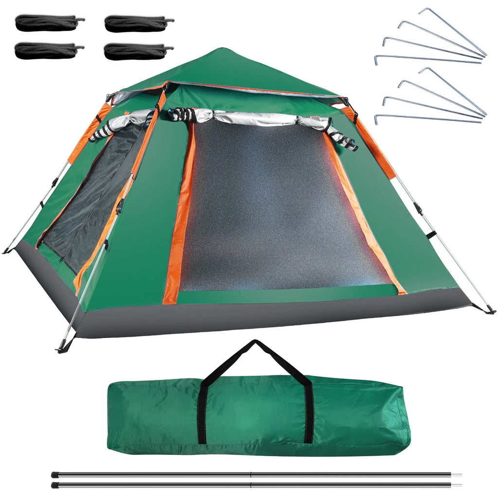 4-5 Person Waterproof Camping Tent with Mosquito Net Windows & Carry Bag, Blue