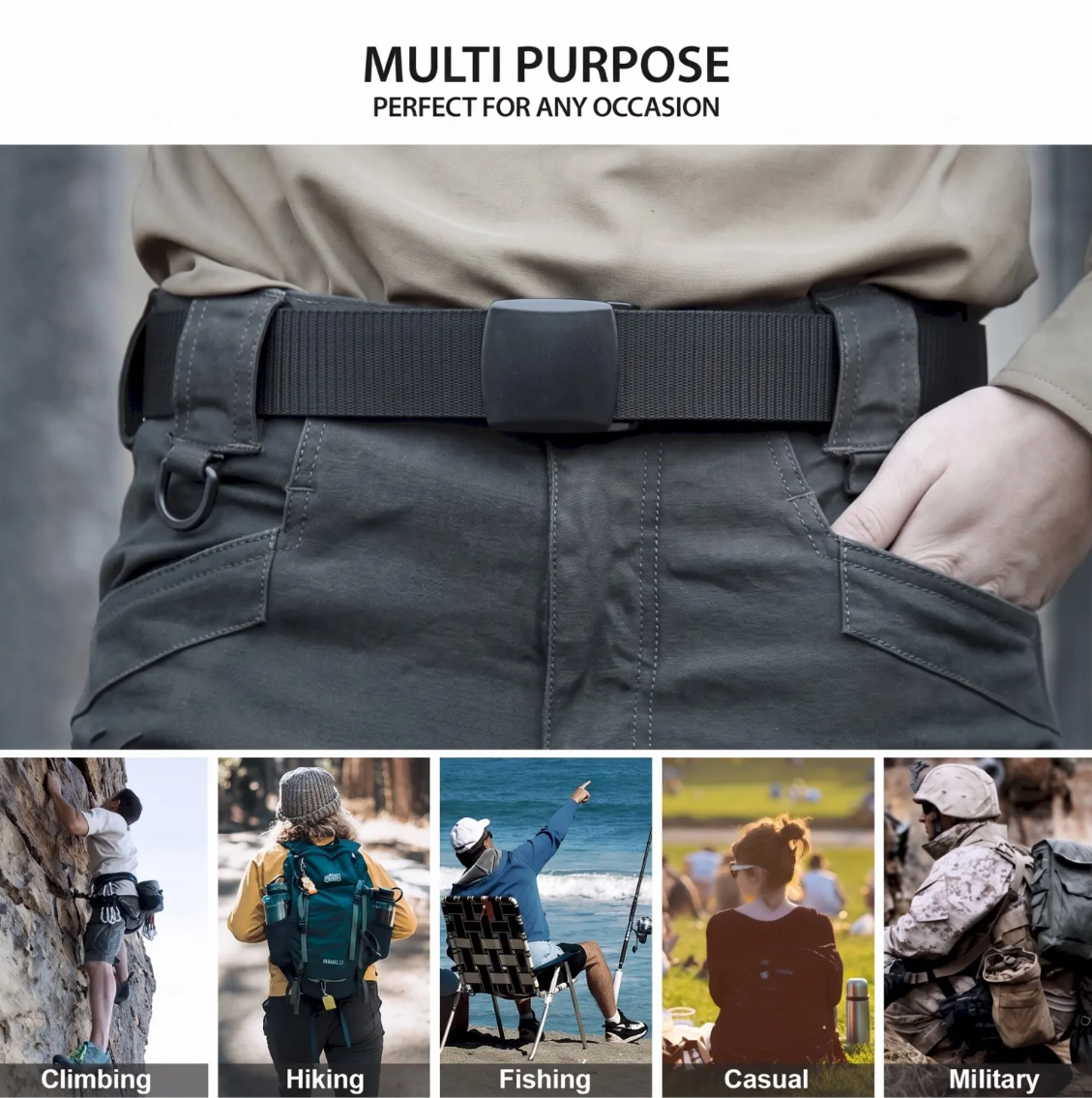 EcoGear Adjustable 800D Nylon Webbing Belt with Quick-Release Buckle