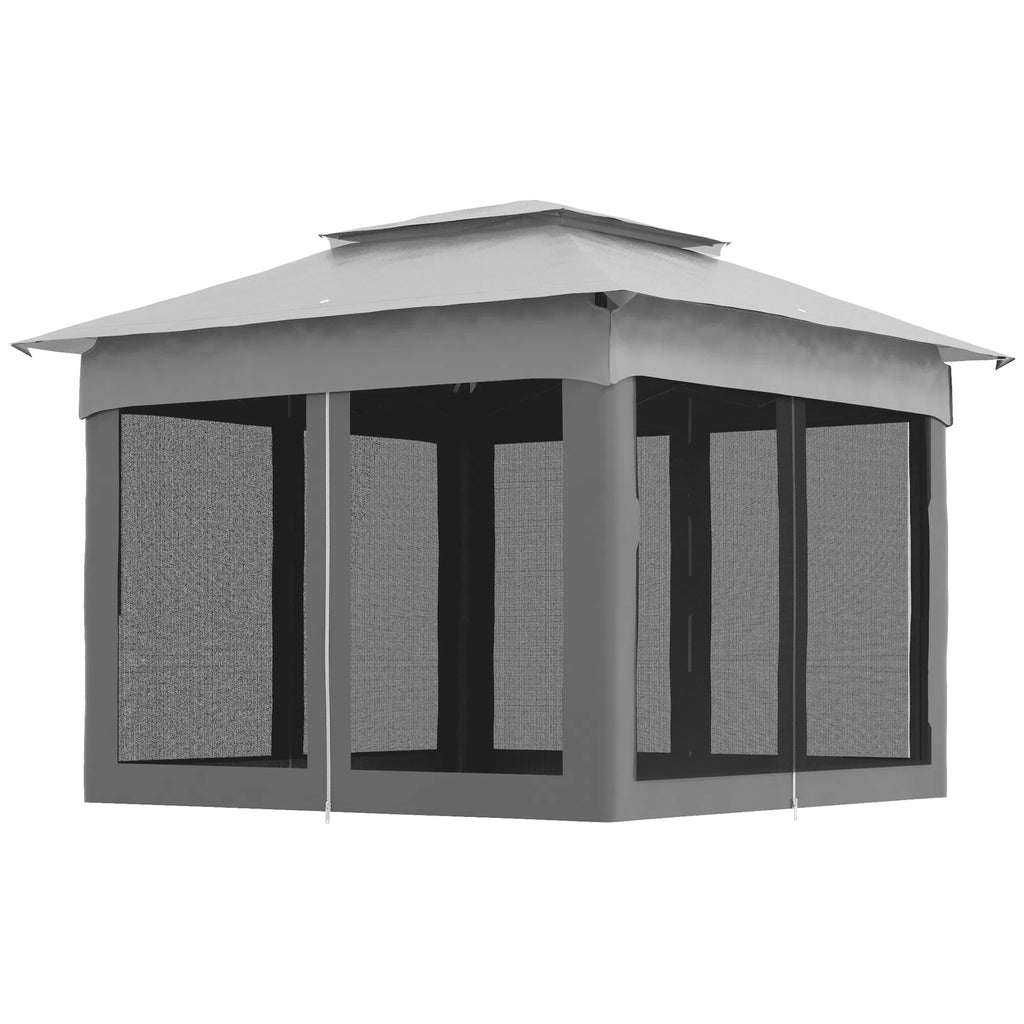Outdoor Patio Pop Up Canopy Gazebo Shelter with Zipper Netting, Carry Bag