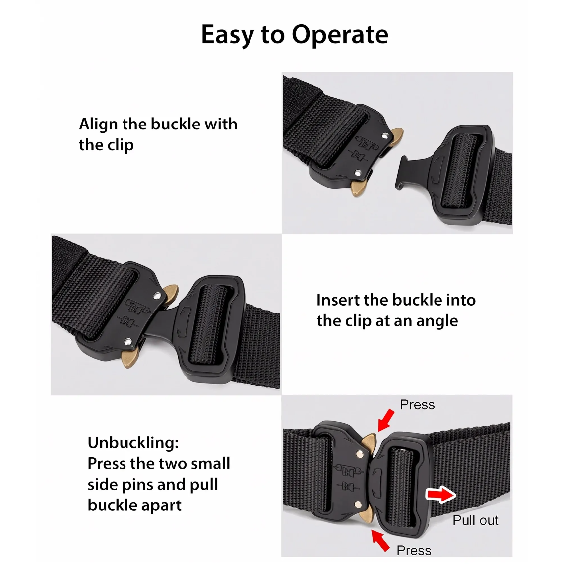 EcoGear Men’s 1000D Tactical Utility Belt with Quick-Release Buckle