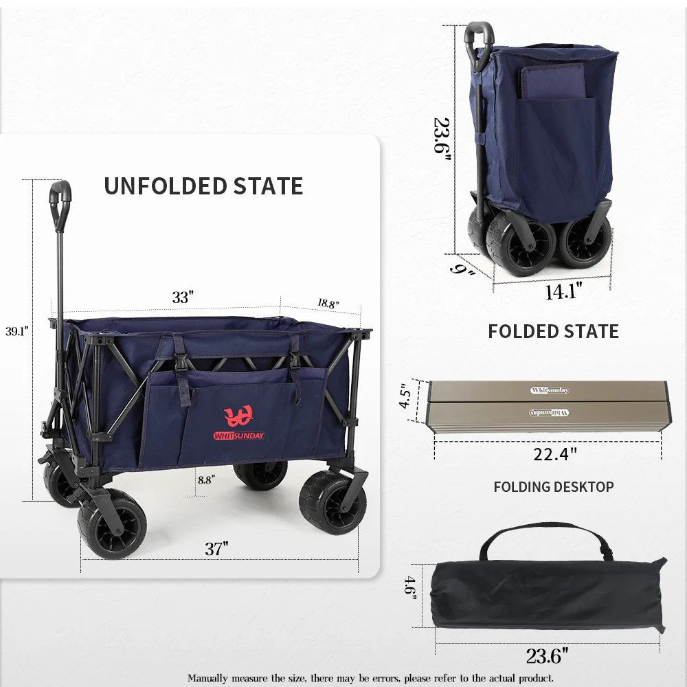 Whitsunday Moko Compact Plus Outdoor Camping & Garden Folding Wagon Cart with Table Plate