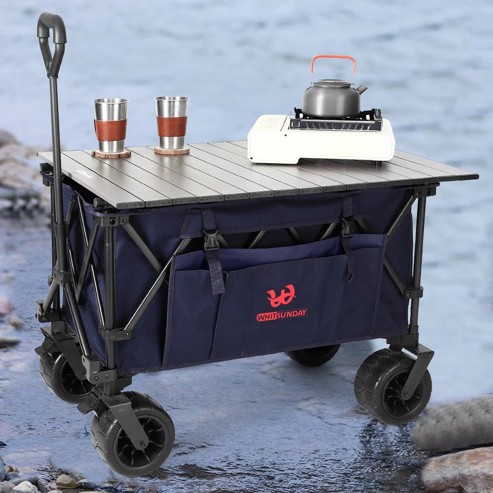 Whitsunday Moko Compact Plus Outdoor Camping & Garden Folding Wagon Cart with Table Plate