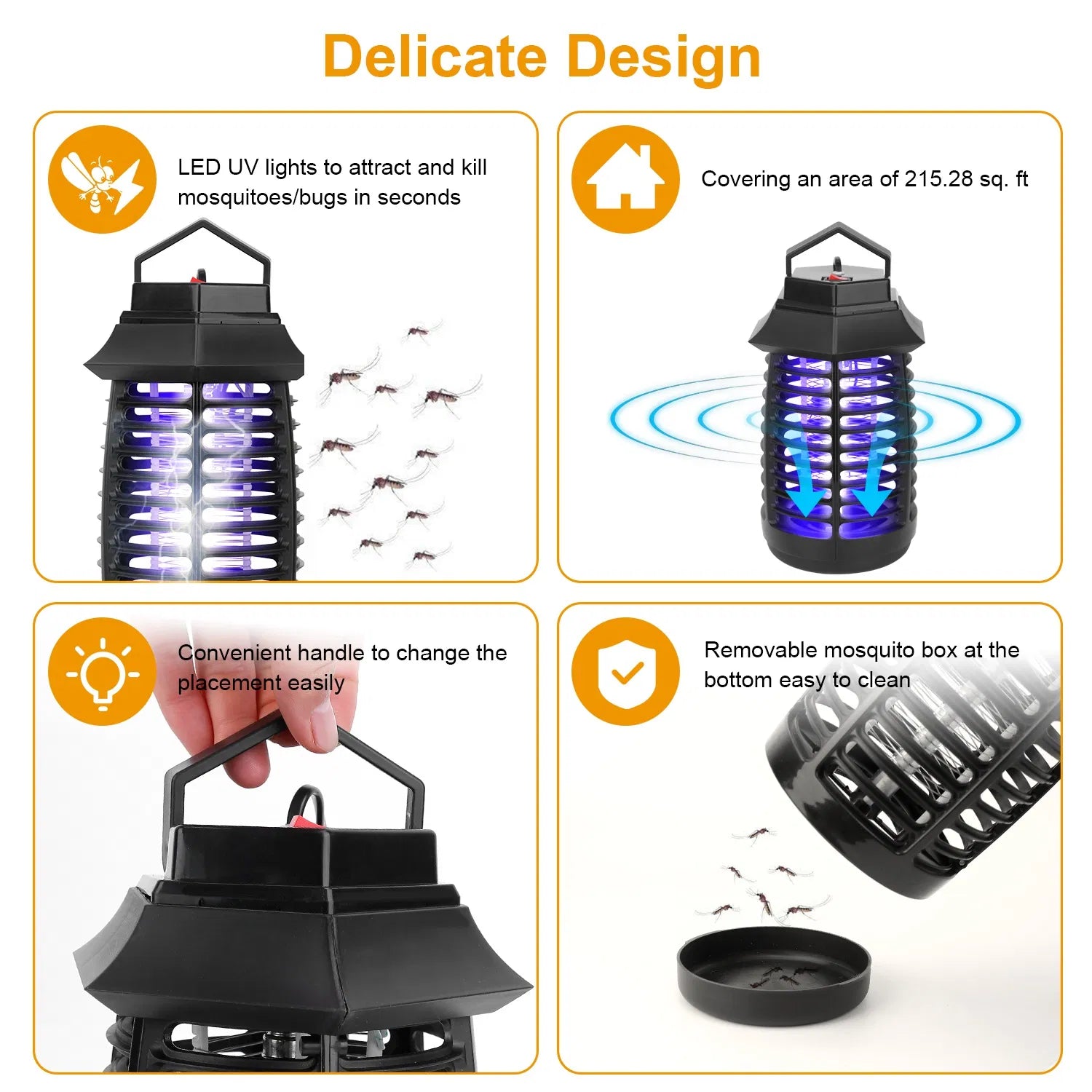 Indoor UV Bug Zapper with 800V Electric Grid