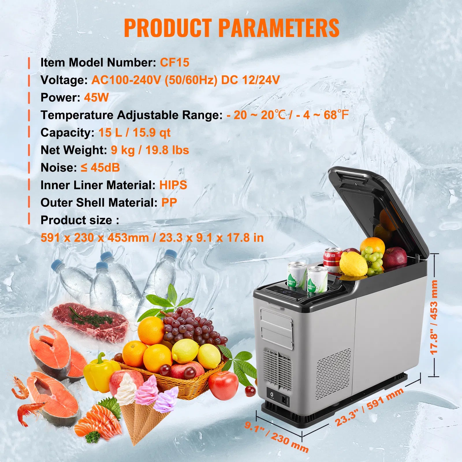 VEVOR 12V Portable Car Refrigerator & Freezer