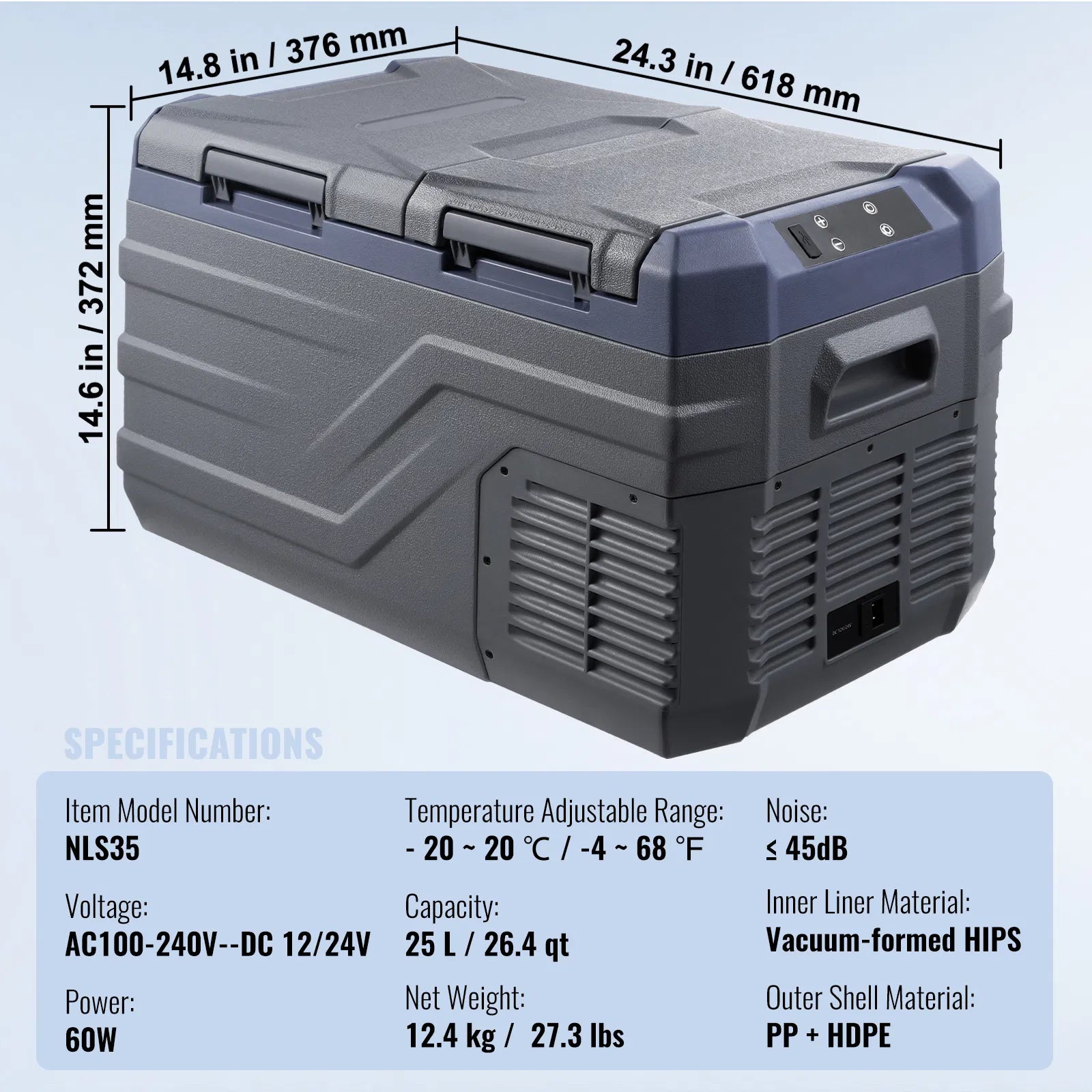 VEVOR 12V Portable Car Refrigerator & Freezer