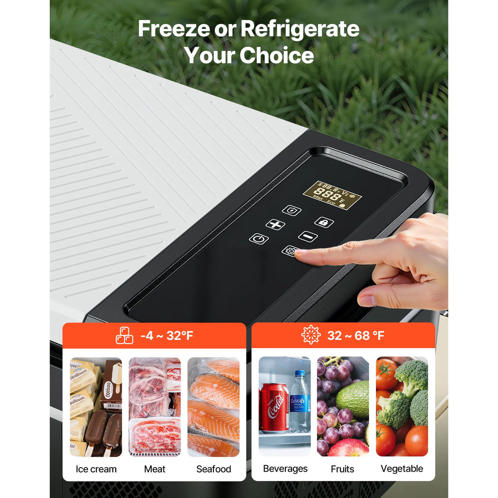 VEVOR 12V Portable Car Refrigerator Freezer with App Control