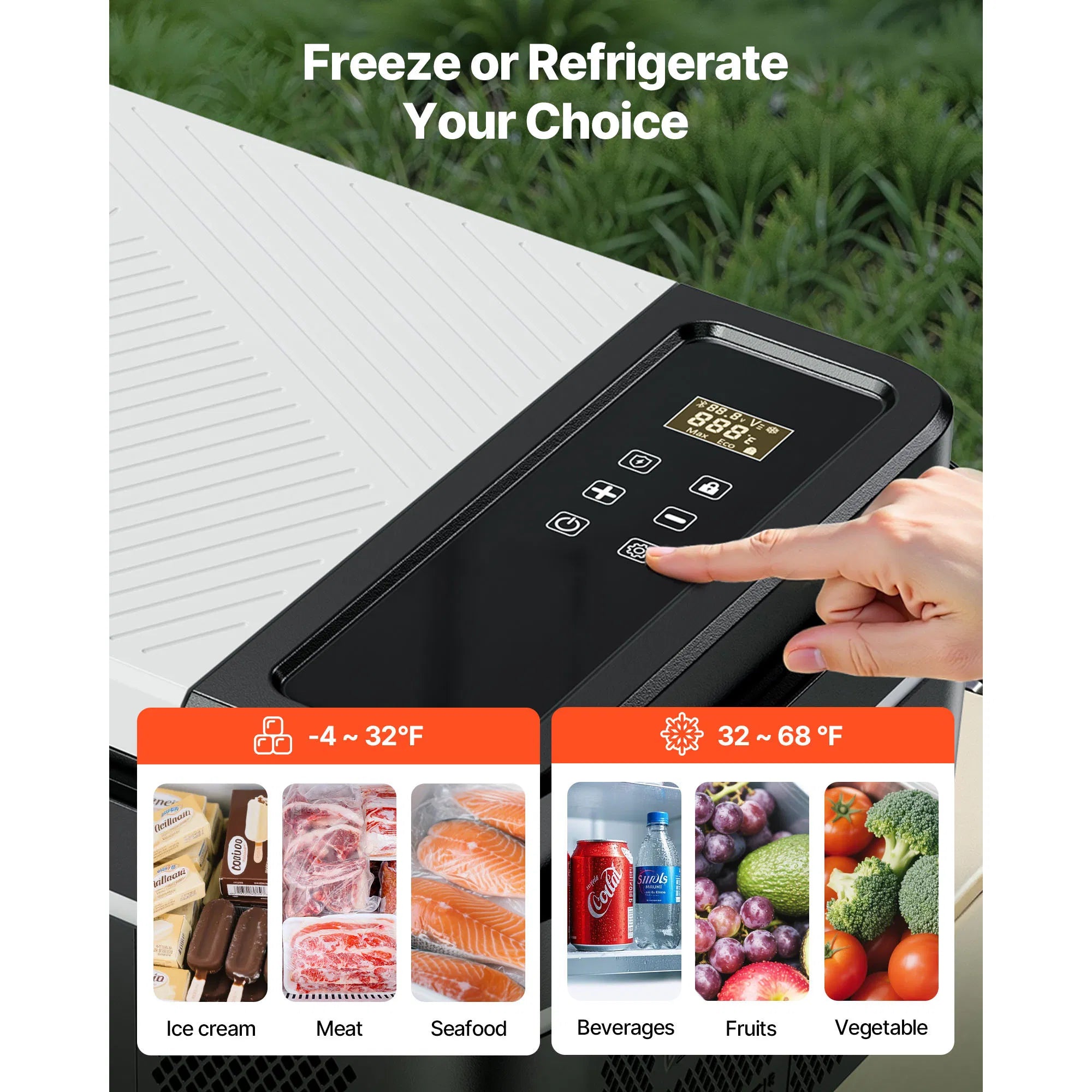 VEVOR 12V Portable Car Refrigerator Freezer with App Control