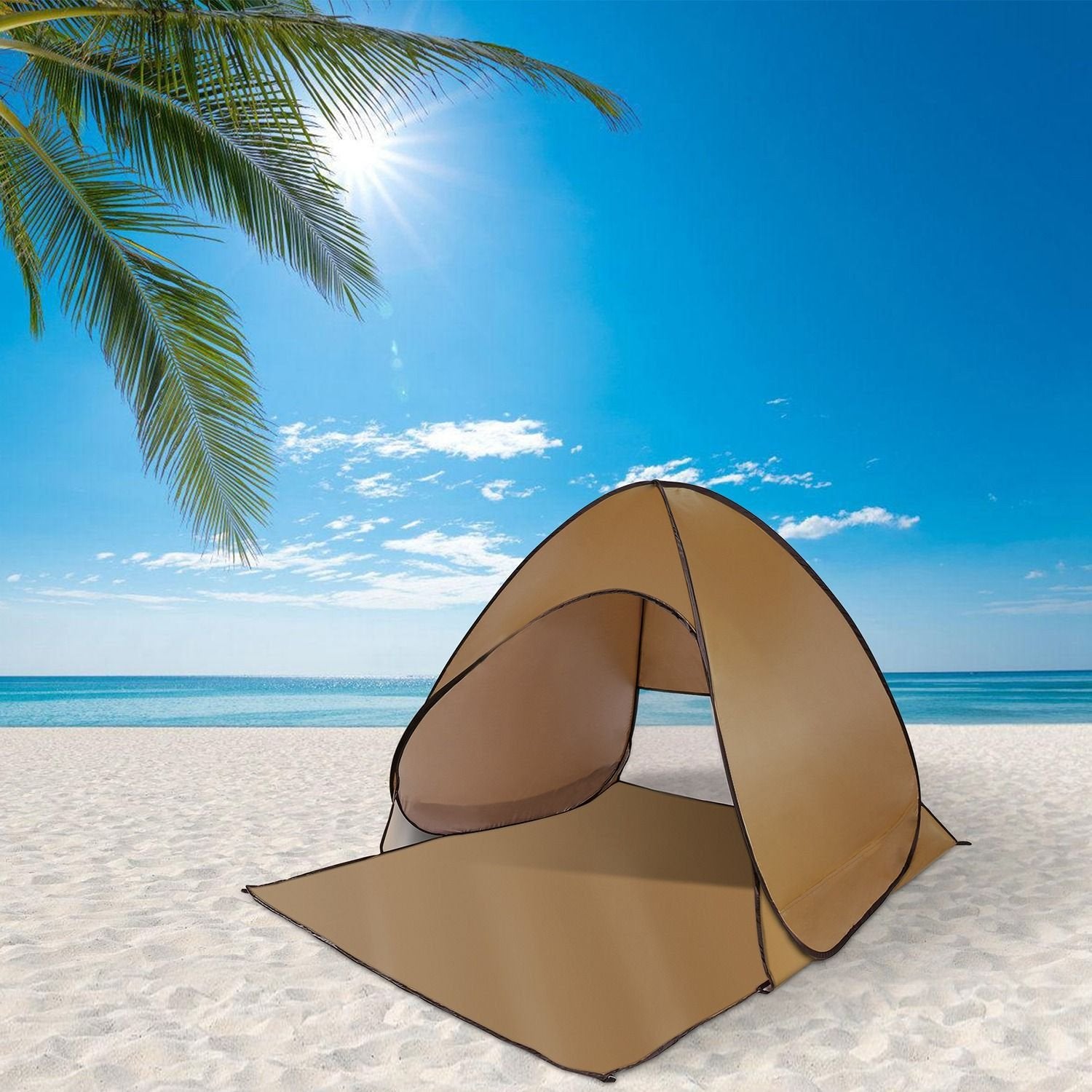 Pop-Up Beach Tent Sun Shade Shelter – Anti-UV, Waterproof with Net Window & Storage Bag for 2-3 People