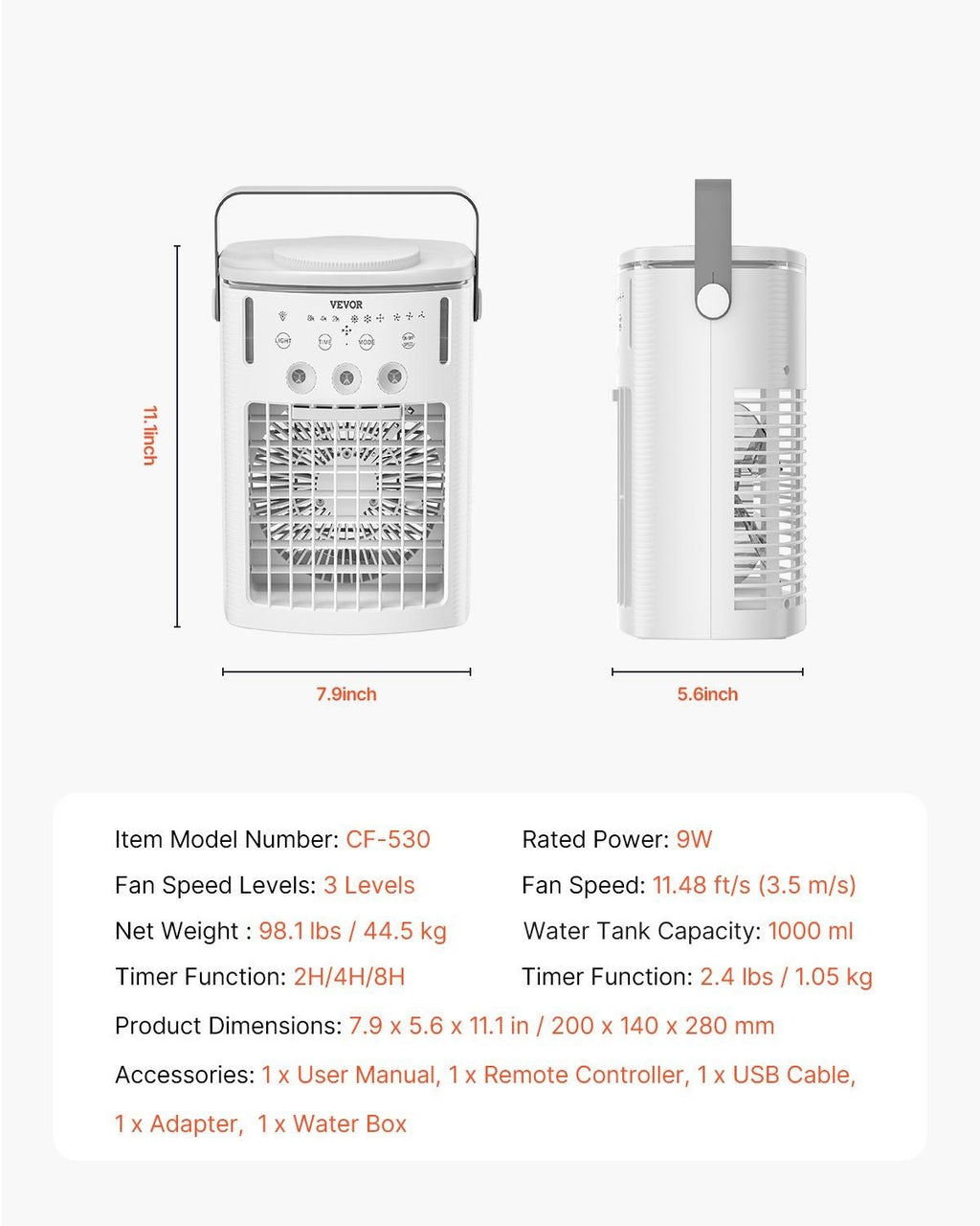 4-in-1 Portable Evaporative Air Conditioner – Remote Control with 3 Speeds