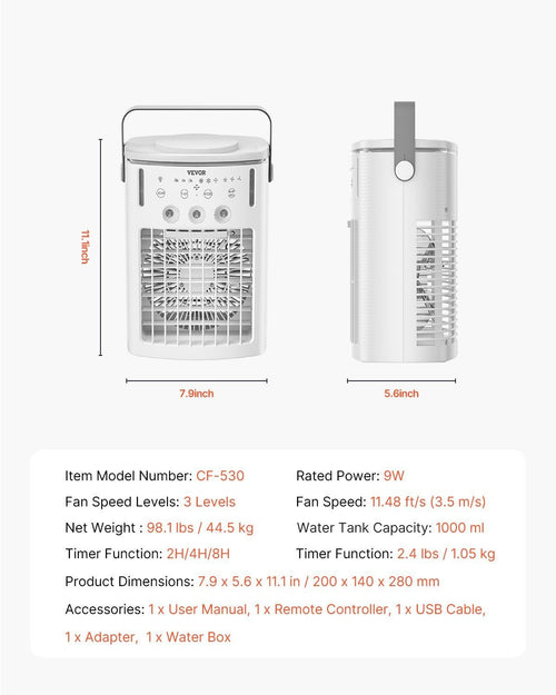 4-in-1 Portable Evaporative Air Conditioner – Remote Control with 3 Speeds