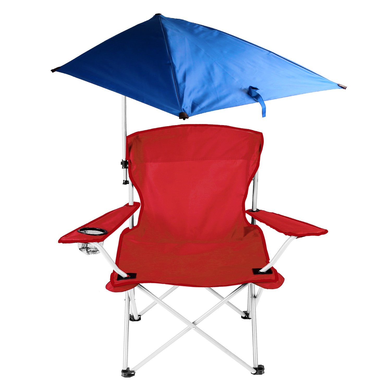 Foldable Beach Chair with Adjustable Canopy, Cup Holder, and Carry Bag