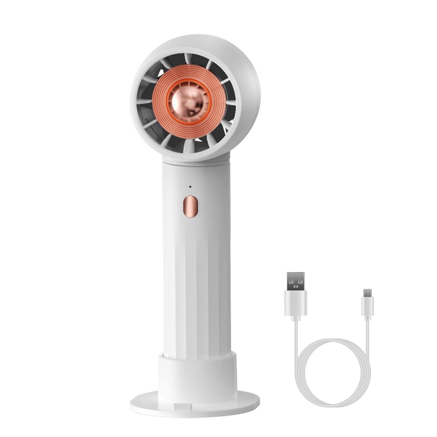 Portable Rechargeable Handheld Fan – Quiet Personal Desk & Phone Holder Fan with 3 Speeds & Removable Base