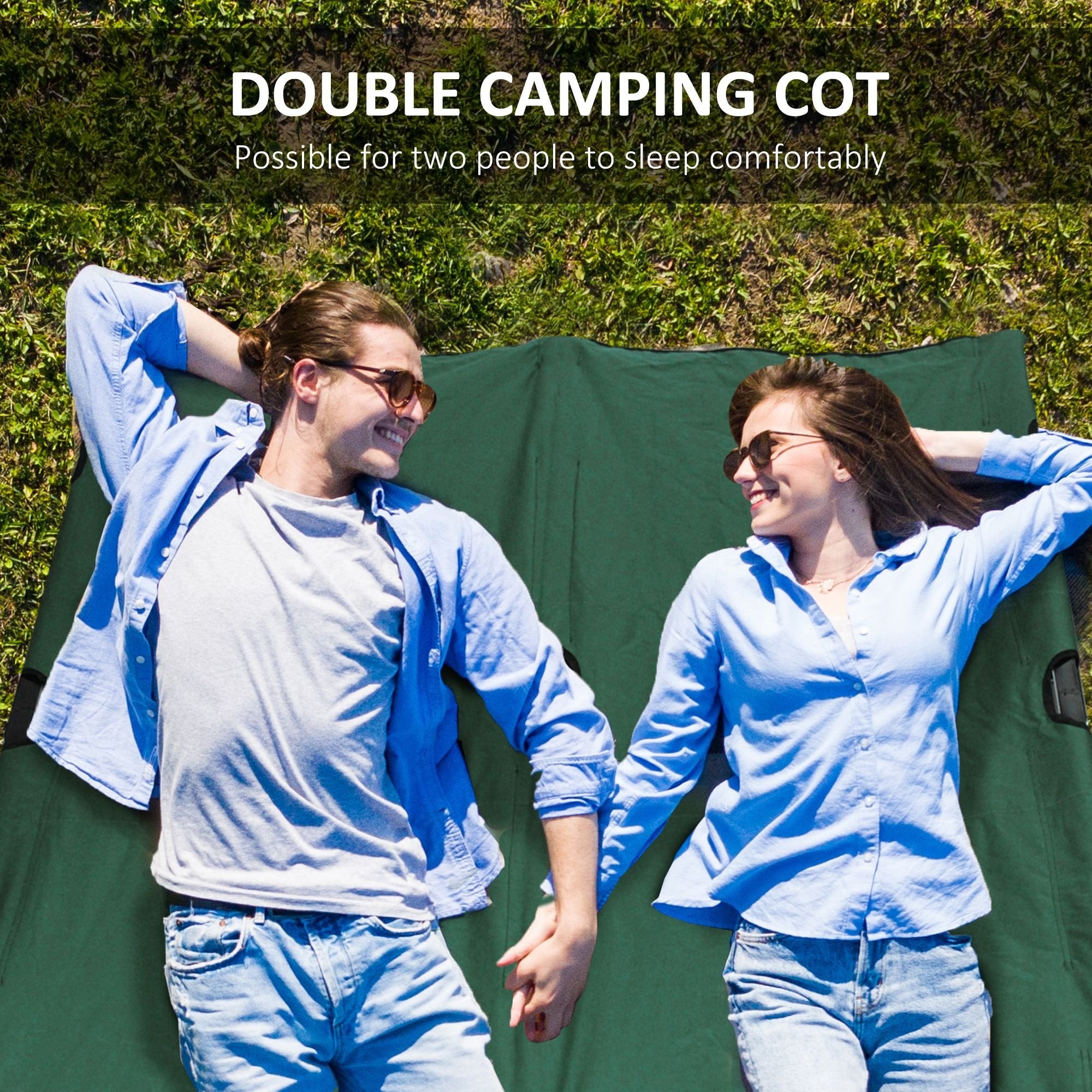 2-Person Folding Camp Cot - 50" Wide Elevated Sleeping Bed