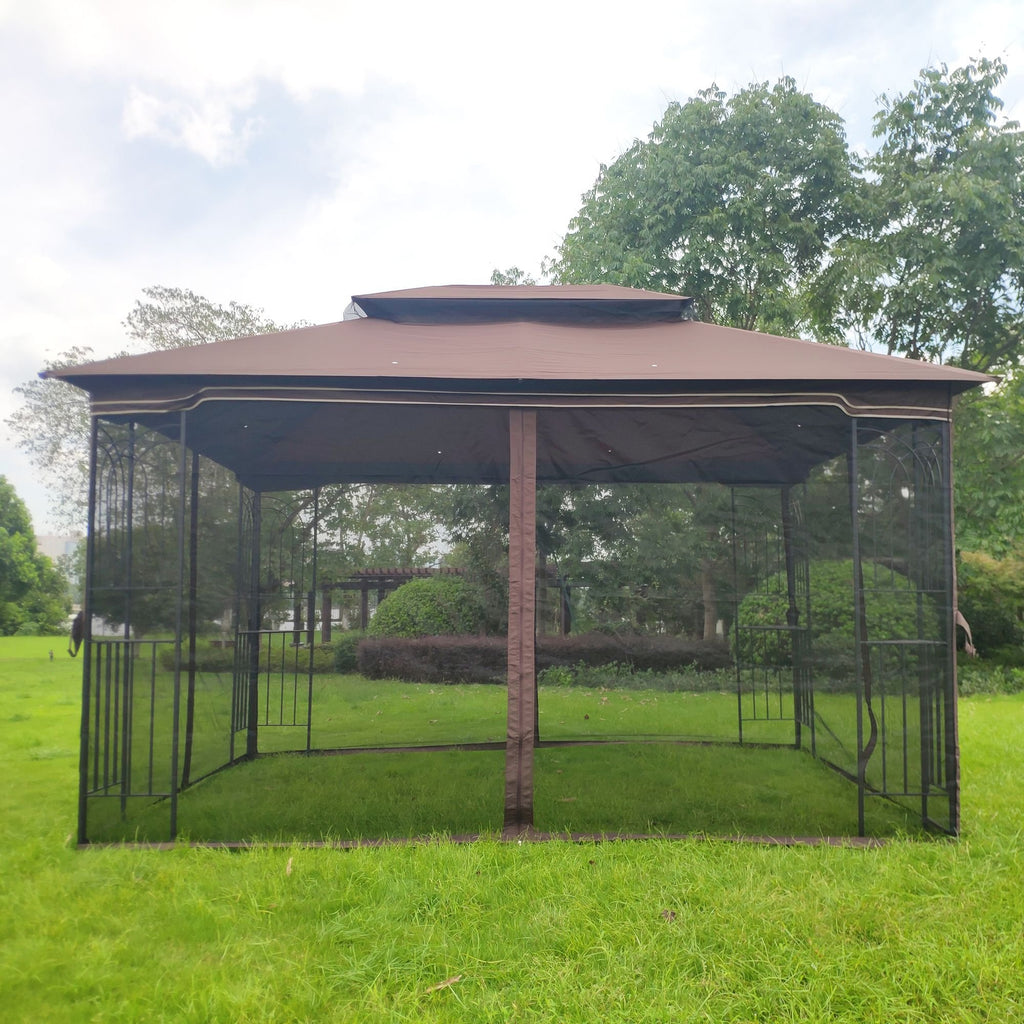 13' x 10' Patio Gazebo Canopy - Double Roof with Mosquito Netting