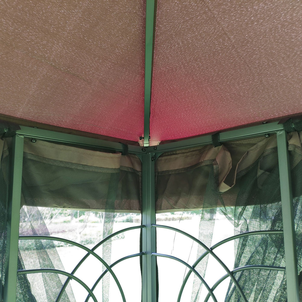 13' x 10' Patio Gazebo Canopy - Double Roof with Mosquito Netting