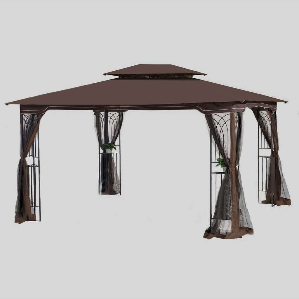 13' x 10' Patio Gazebo Canopy - Double Roof with Mosquito Netting