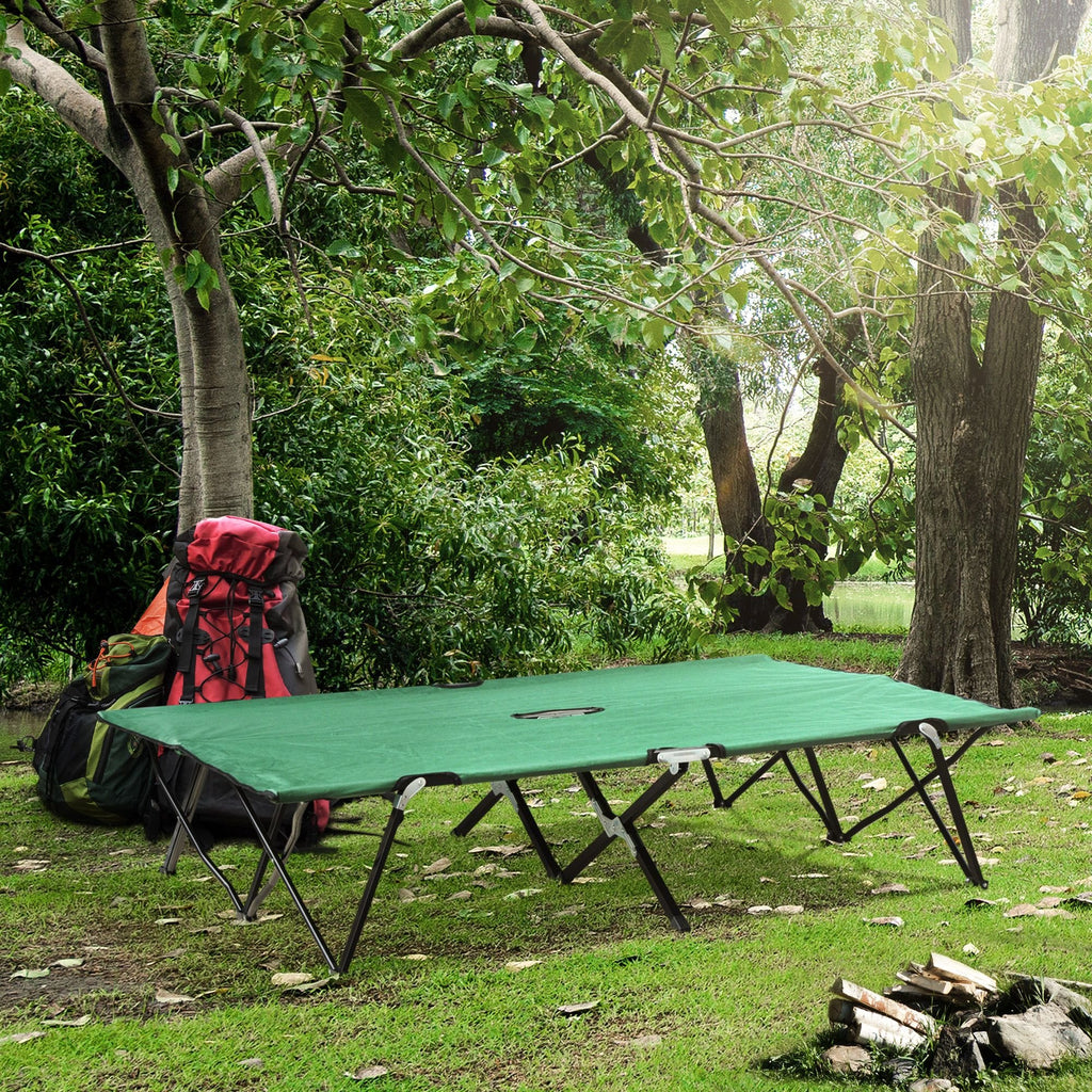 2-Person Folding Camp Cot - 50" Wide Elevated Sleeping Bed
