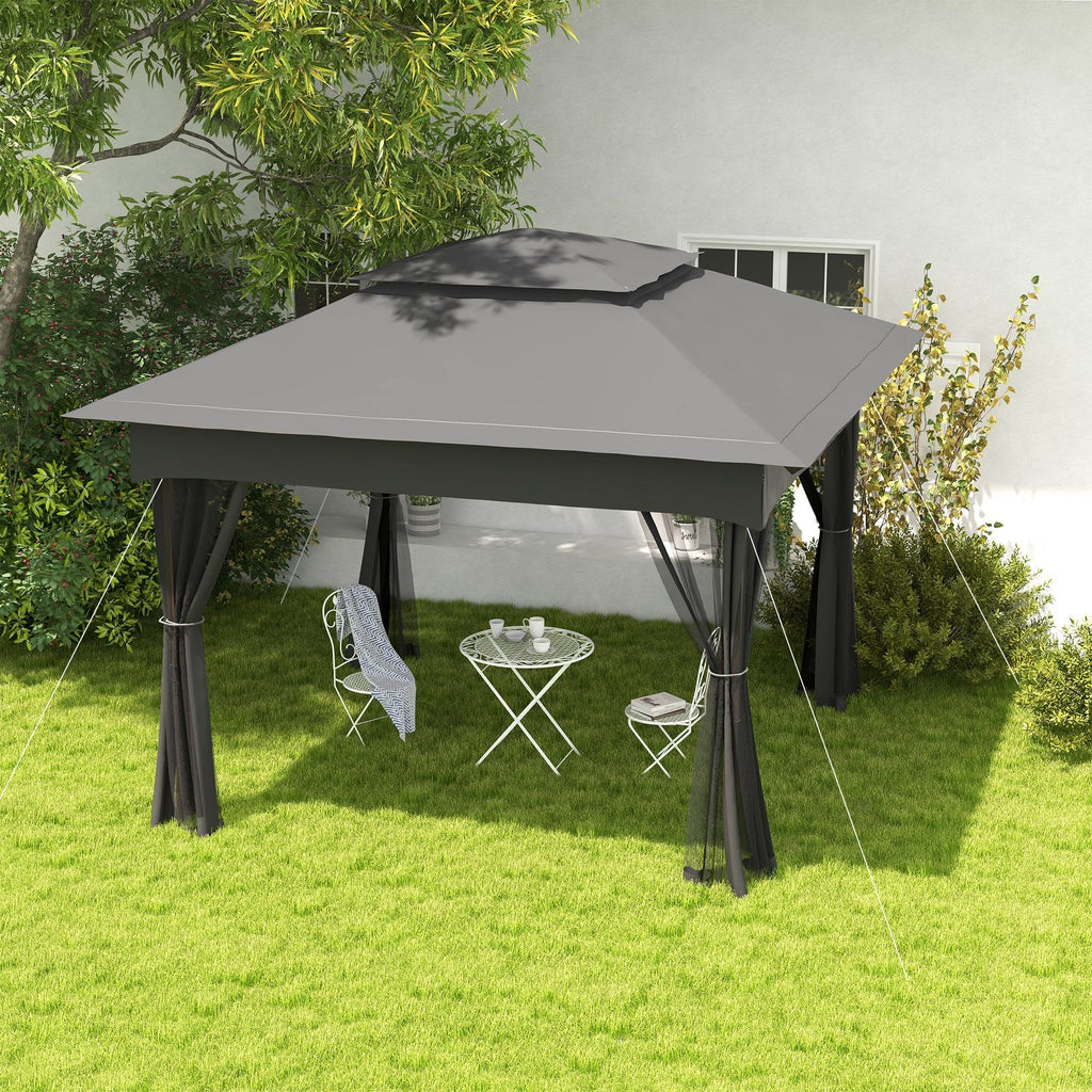 Outdoor Patio Pop Up Canopy Gazebo Shelter with Zipper Netting, Carry Bag