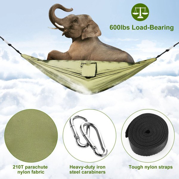 Portable Double Camping Hammock - Mosquito Net, 600 lb Capacity