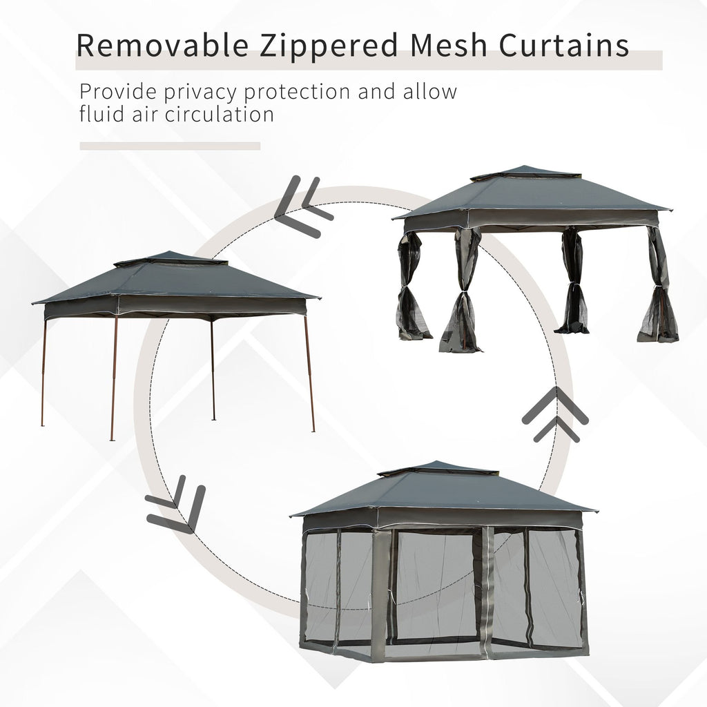 Outdoor Patio Pop Up Canopy Gazebo Shelter with Zipper Netting, Carry Bag