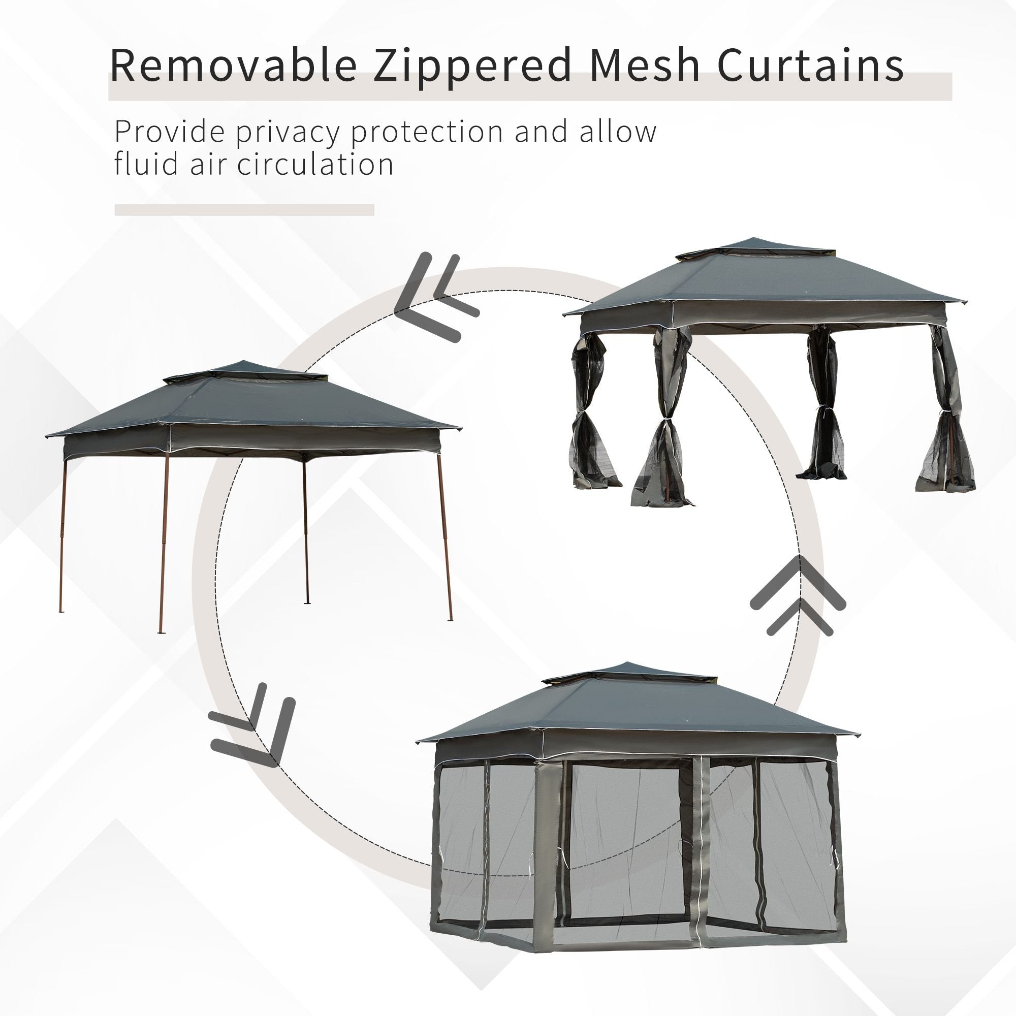 Outdoor Patio Pop Up Canopy Gazebo Shelter with Zipper Netting, Carry Bag