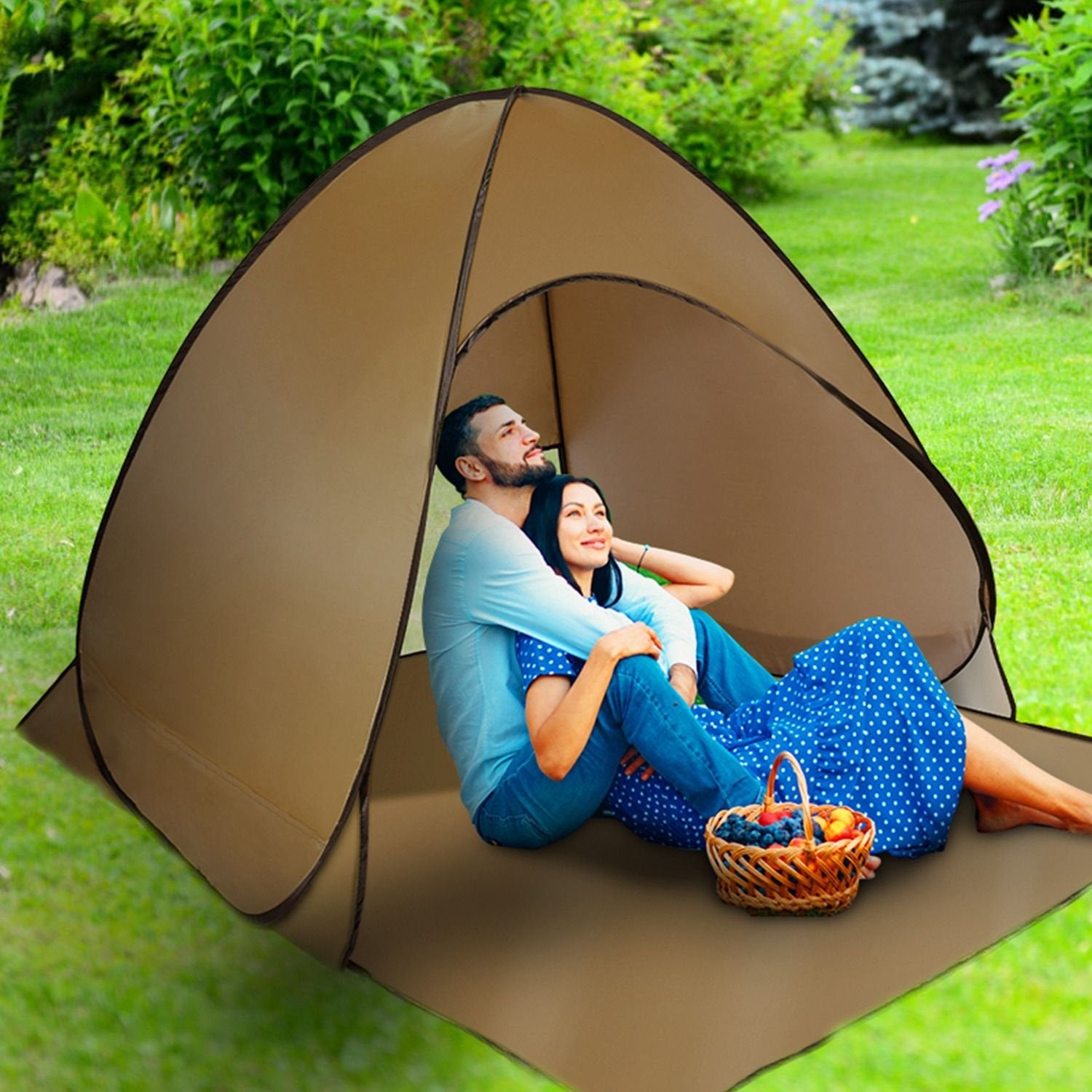 Pop-Up Beach Tent Sun Shade Shelter – Anti-UV, Waterproof with Net Window & Storage Bag for 2-3 People