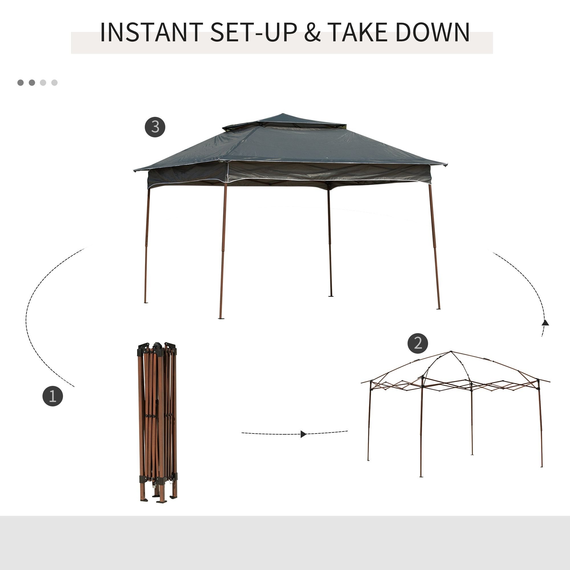 Outdoor Patio Pop Up Canopy Gazebo Shelter with Zipper Netting, Carry Bag