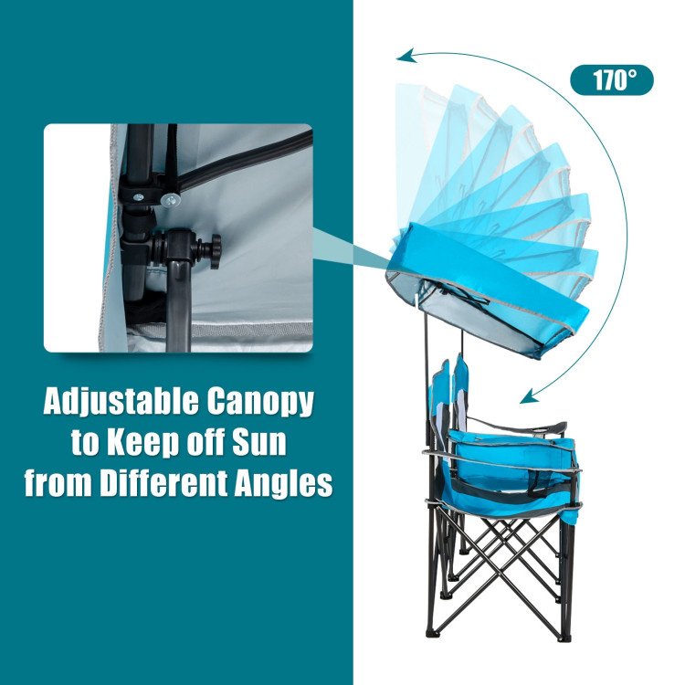 Portable Folding Camping Canopy Chairs with Cup Holder