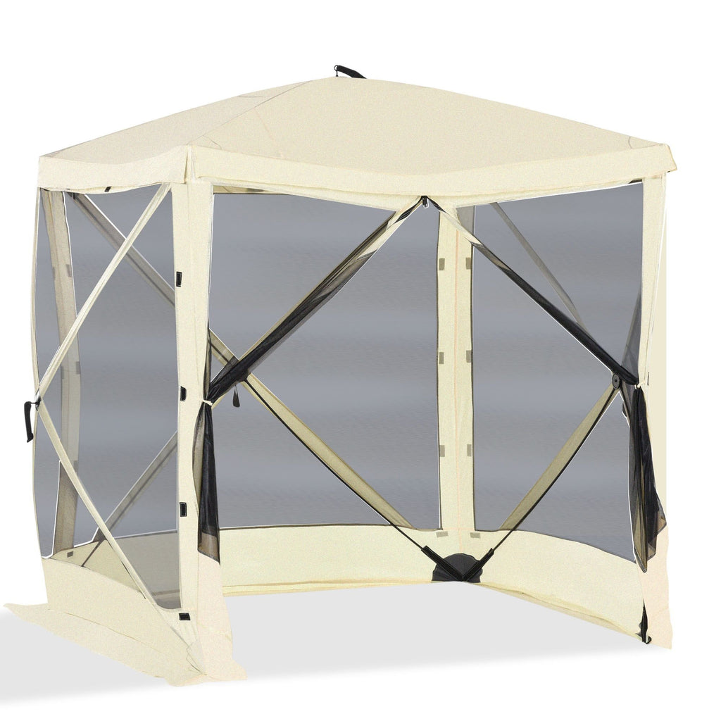 Outsunny Pop-Up Camping Canopy Gazebo – Screen Shelter Party Tent, 1-Person Easy Setup with Ventilating Mesh & Carry Bag