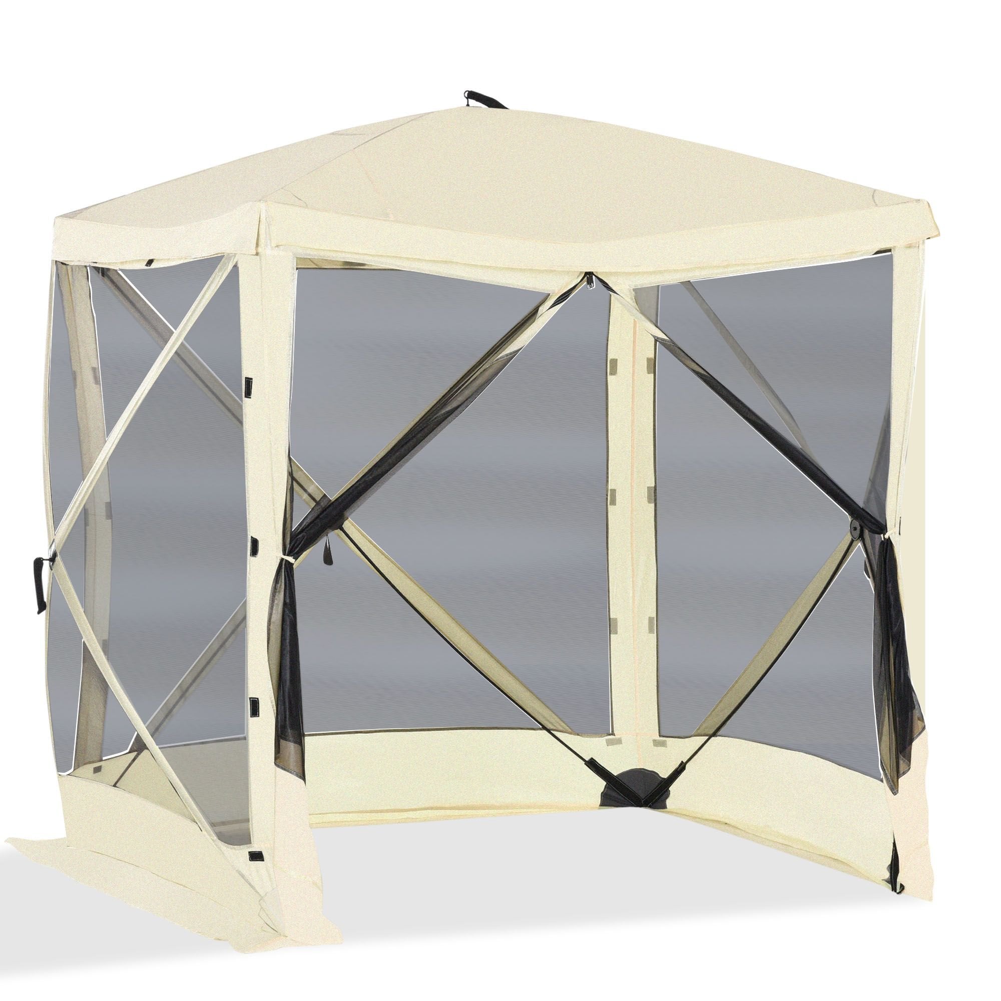 Outsunny Pop-Up Camping Canopy Gazebo – Screen Shelter Party Tent, 1-Person Easy Setup with Ventilating Mesh & Carry Bag