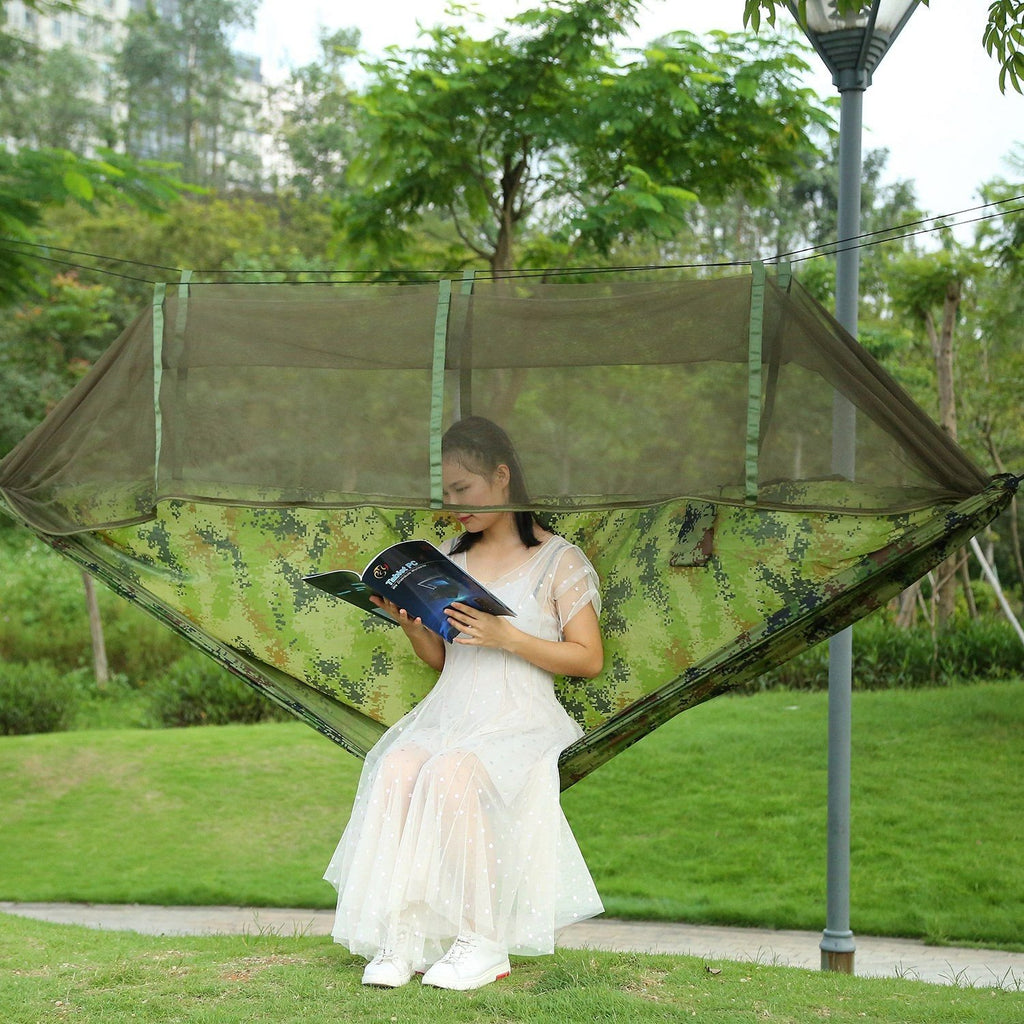 2-Person Hammock with Mosquito Net – 600 lb Load, Portable Nylon Camping Swing