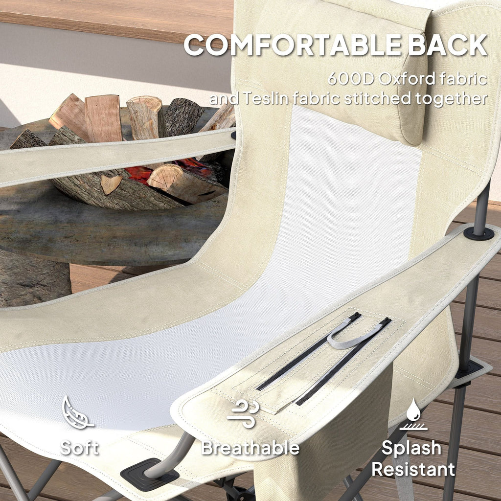 Folding Rocking Camping Chairs - Portable with Headrest, Cooler & Cup Holder