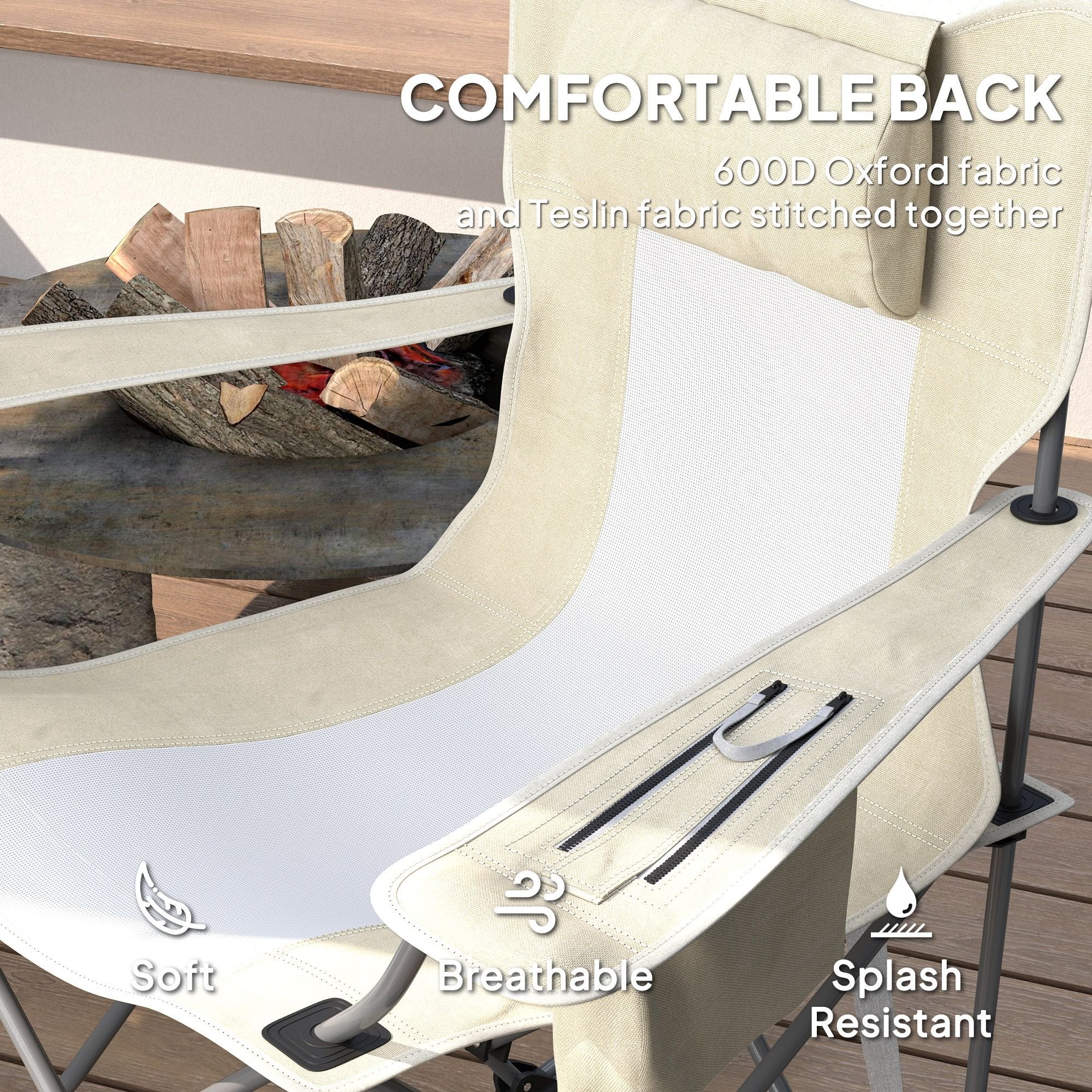 Folding Rocking Camping Chairs - Portable with Headrest, Cooler & Cup Holder