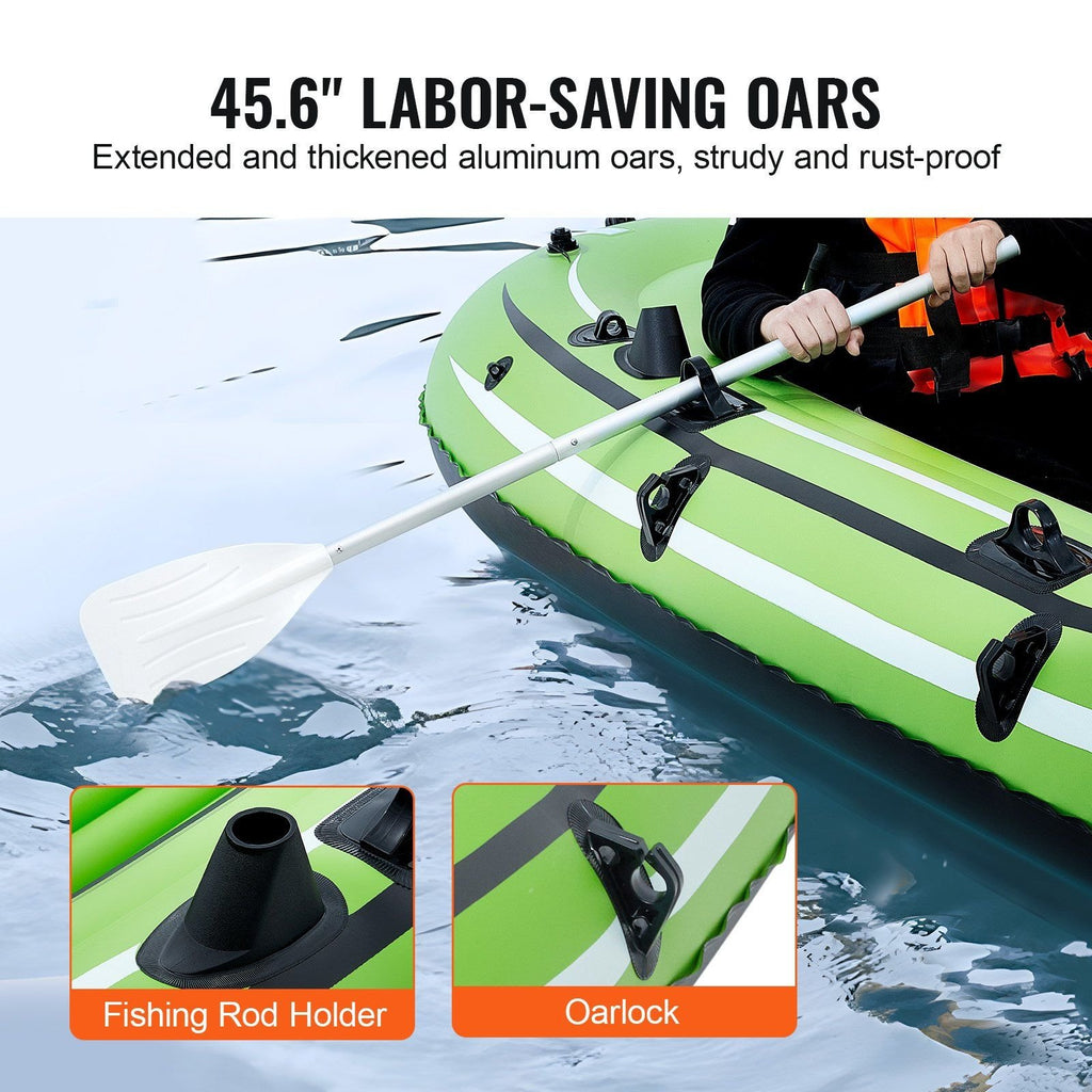 VEVOR Inflatable Fishing Boat – PVC Raft with Aluminum Oars, Pump, Rod Holders & 45.6" Aluminum Oars