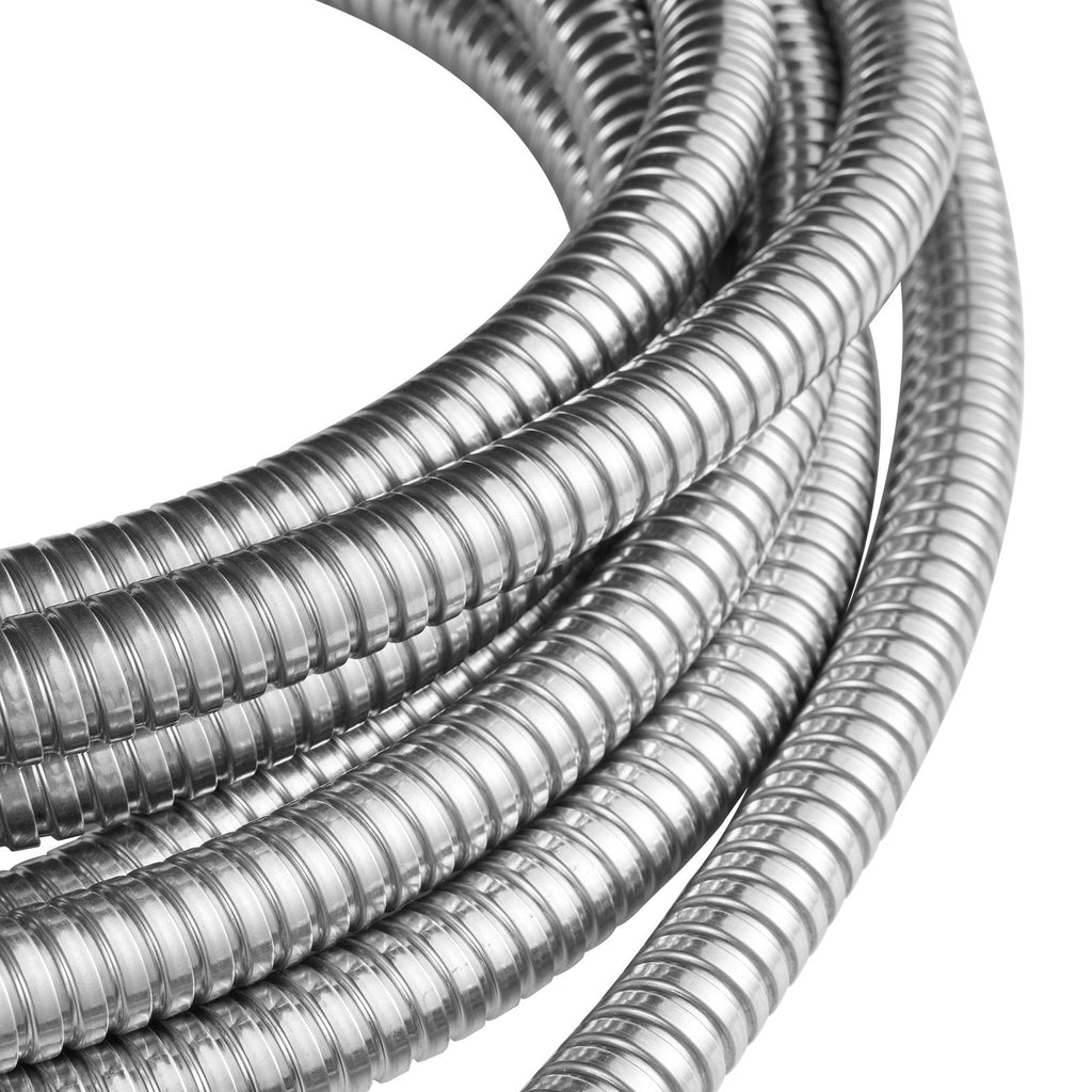 Heavy Duty Stainless Steel Metal Garden Hose with 10-Function Spray Nozzle
