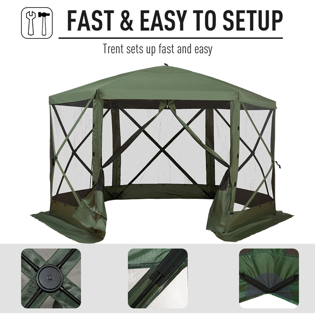 Outsunny 12'x12' Hexagon Pop-Up Party Tent Gazebo – Mesh Netting Walls & Shaded Interior