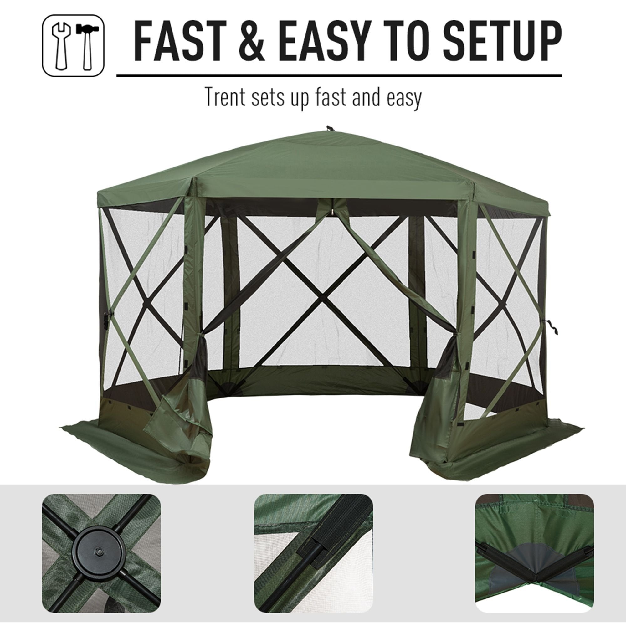 Outsunny 12'x12' Hexagon Pop-Up Party Tent Gazebo – Mesh Netting Walls & Shaded Interior