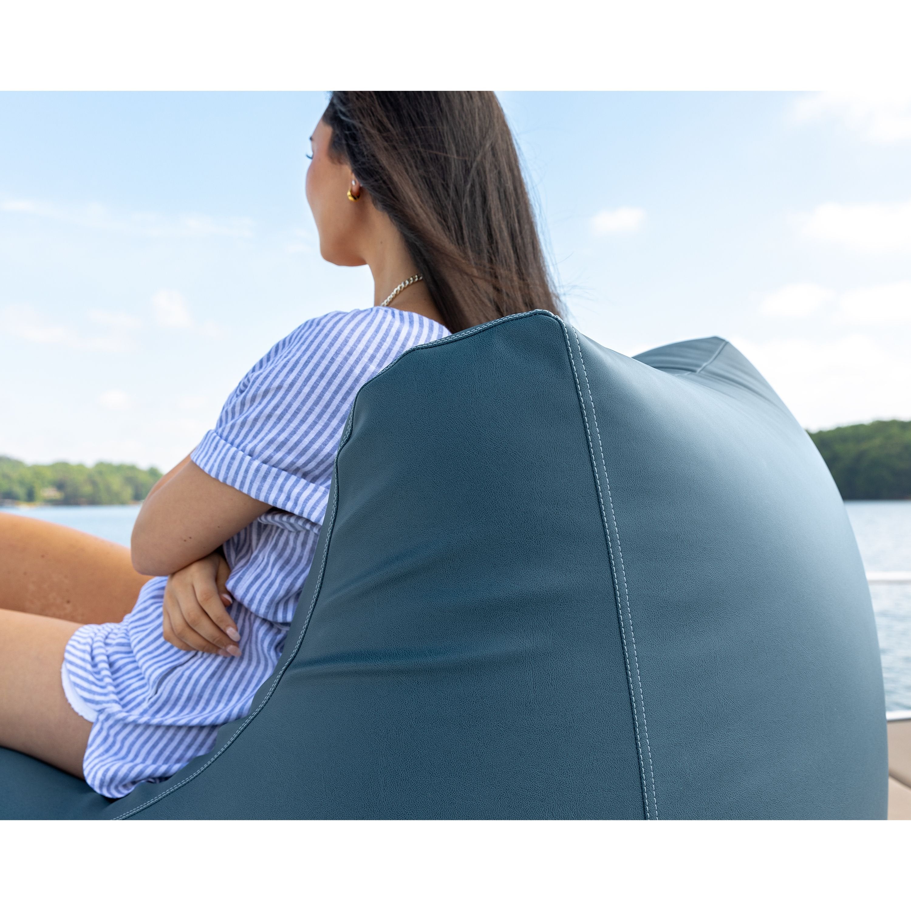 Jaxx Ponce Nautical Bean Bag Chair - Marine Vinyl Seating