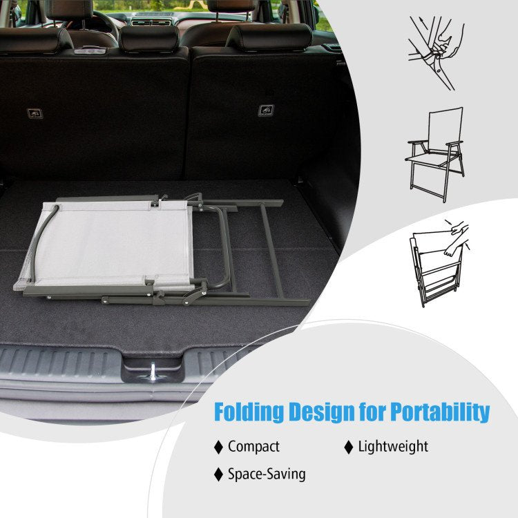 Set of 4 Folding Patio Chairs - Rustproof Metal Frame