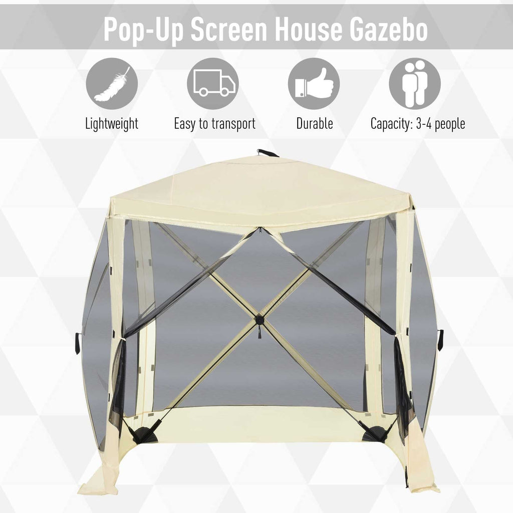Outsunny Pop-Up Camping Canopy Gazebo – Screen Shelter Party Tent, 1-Person Easy Setup with Ventilating Mesh & Carry Bag