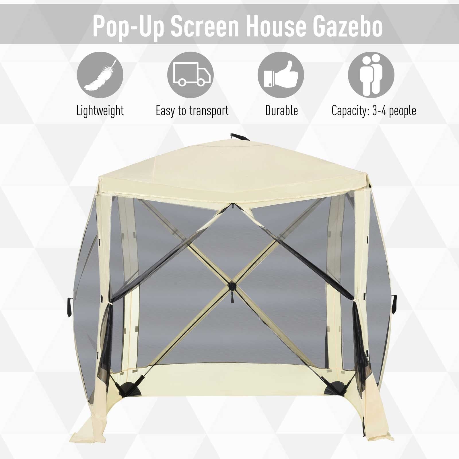 Outsunny Pop-Up Camping Canopy Gazebo – Screen Shelter Party Tent, 1-Person Easy Setup with Ventilating Mesh & Carry Bag