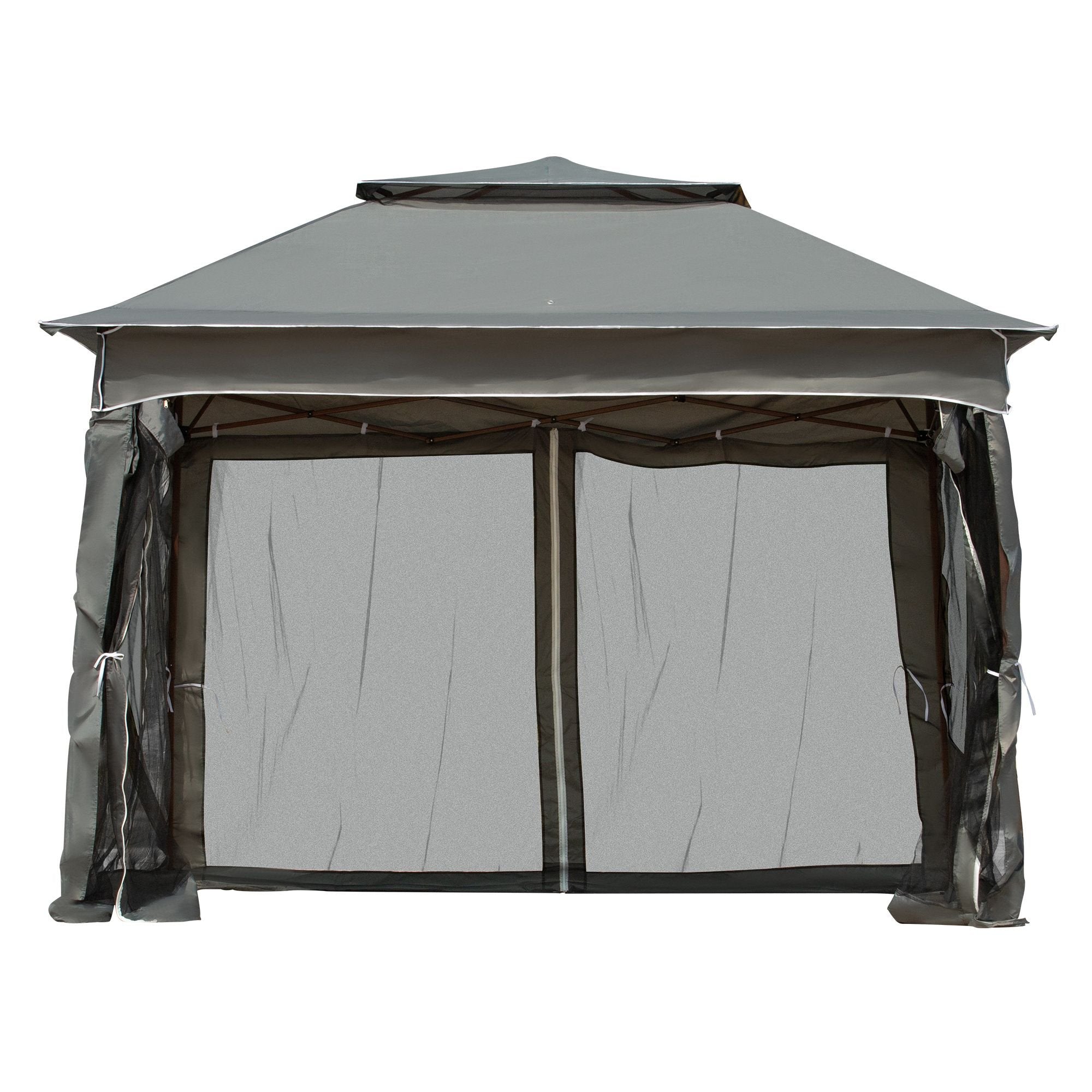 Outdoor Patio Pop Up Canopy Gazebo Shelter with Zipper Netting, Carry Bag