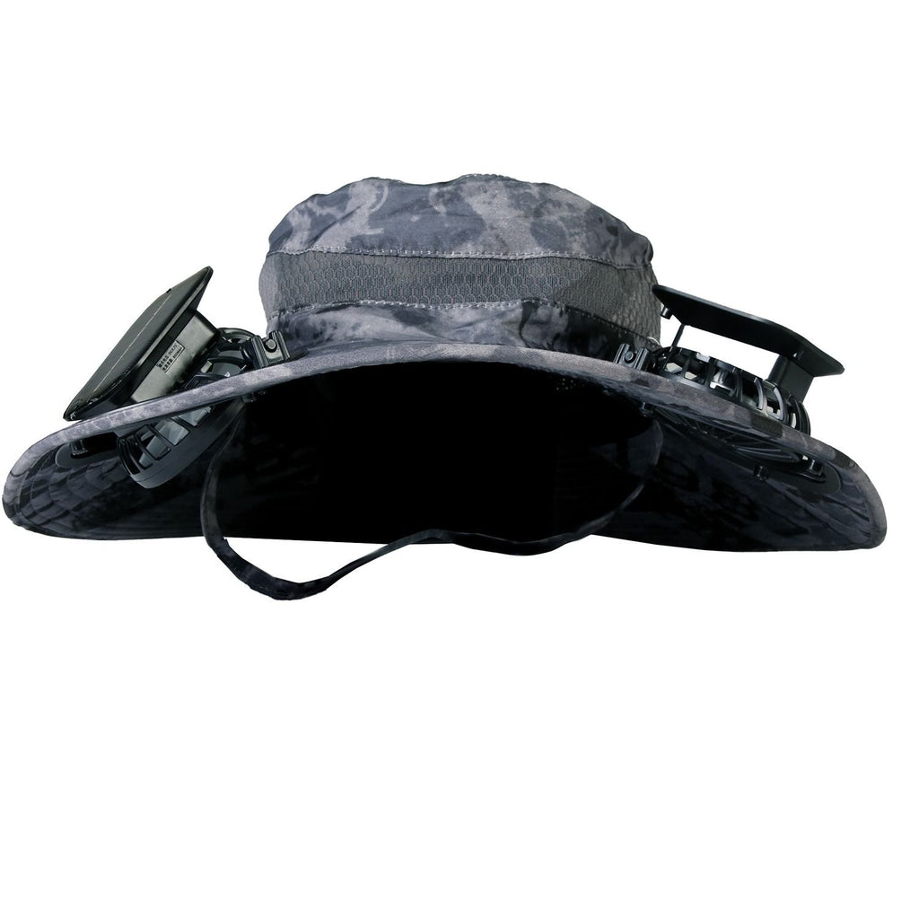 Outdoor Wide Brim Sun Hat with 2 Solar Rechargeable Fans – UPF50+, 3 Speeds, Breathable Waterproof Mesh for Hiking & Camping