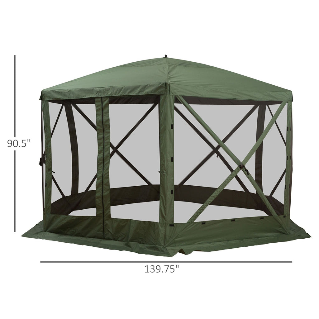 Outsunny 12'x12' Hexagon Pop-Up Party Tent Gazebo – Mesh Netting Walls & Shaded Interior