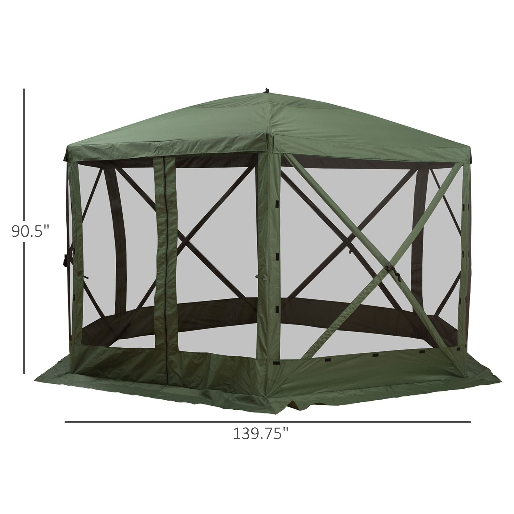 Outsunny 12'x12' Hexagon Pop-Up Party Tent Gazebo – Mesh Netting Walls & Shaded Interior