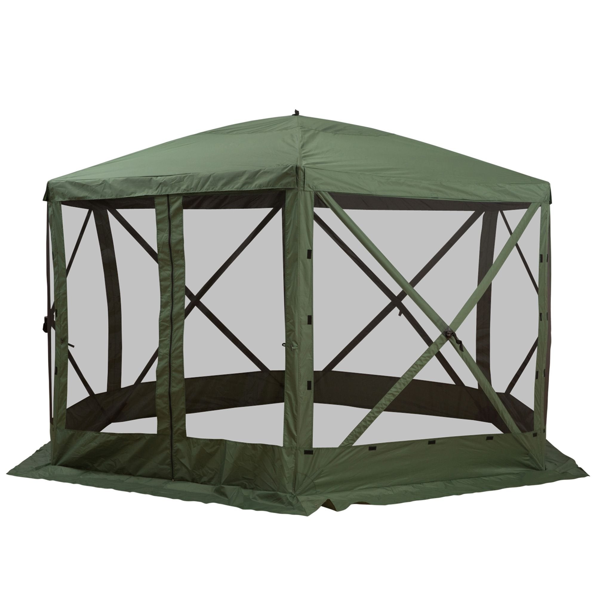 Outsunny 12'x12' Hexagon Pop-Up Party Tent Gazebo – Mesh Netting Walls & Shaded Interior