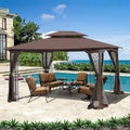 13' x 10' Patio Gazebo Canopy - Double Roof with Mosquito Netting