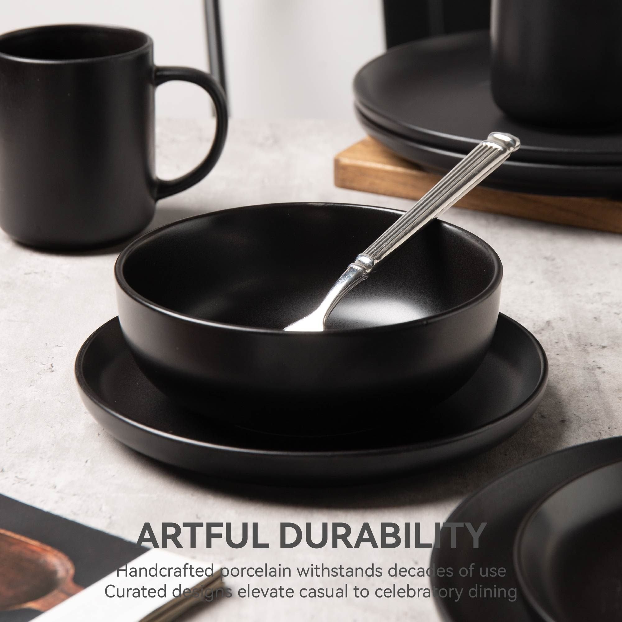 12-Piece Stoneware Dinnerware Set – Microwave & Dishwasher Safe, Non-Toxic, Stackable