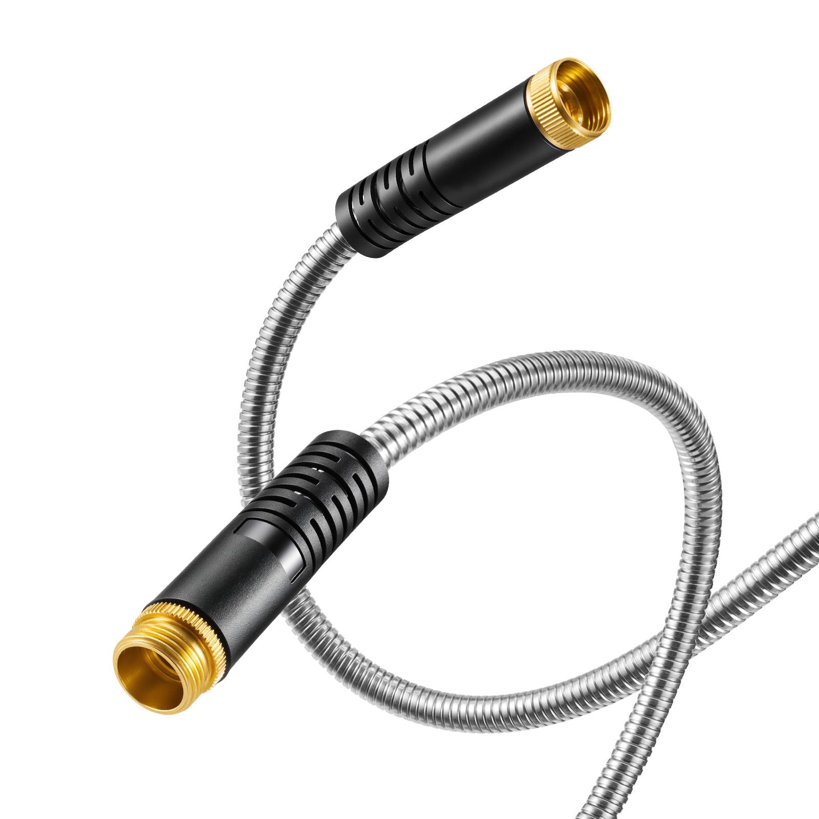 Heavy Duty Stainless Steel Metal Garden Hose with 10-Function Spray Nozzle